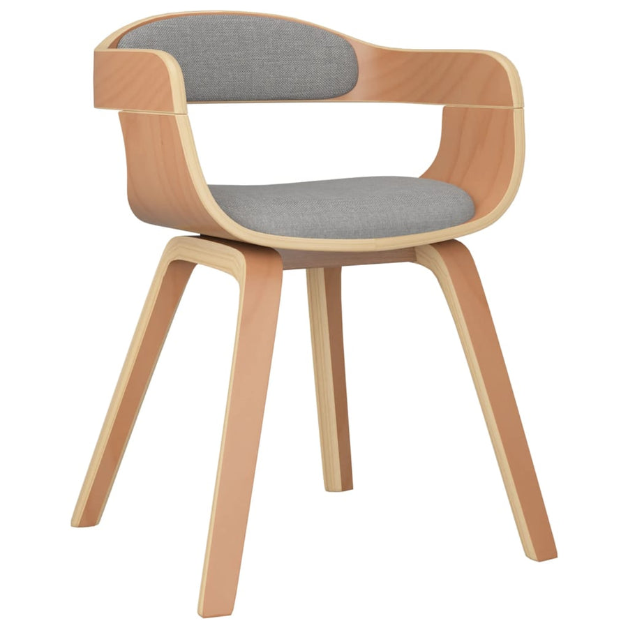 Eetkamerstoel 2 st gebogen hout en stof taupe
