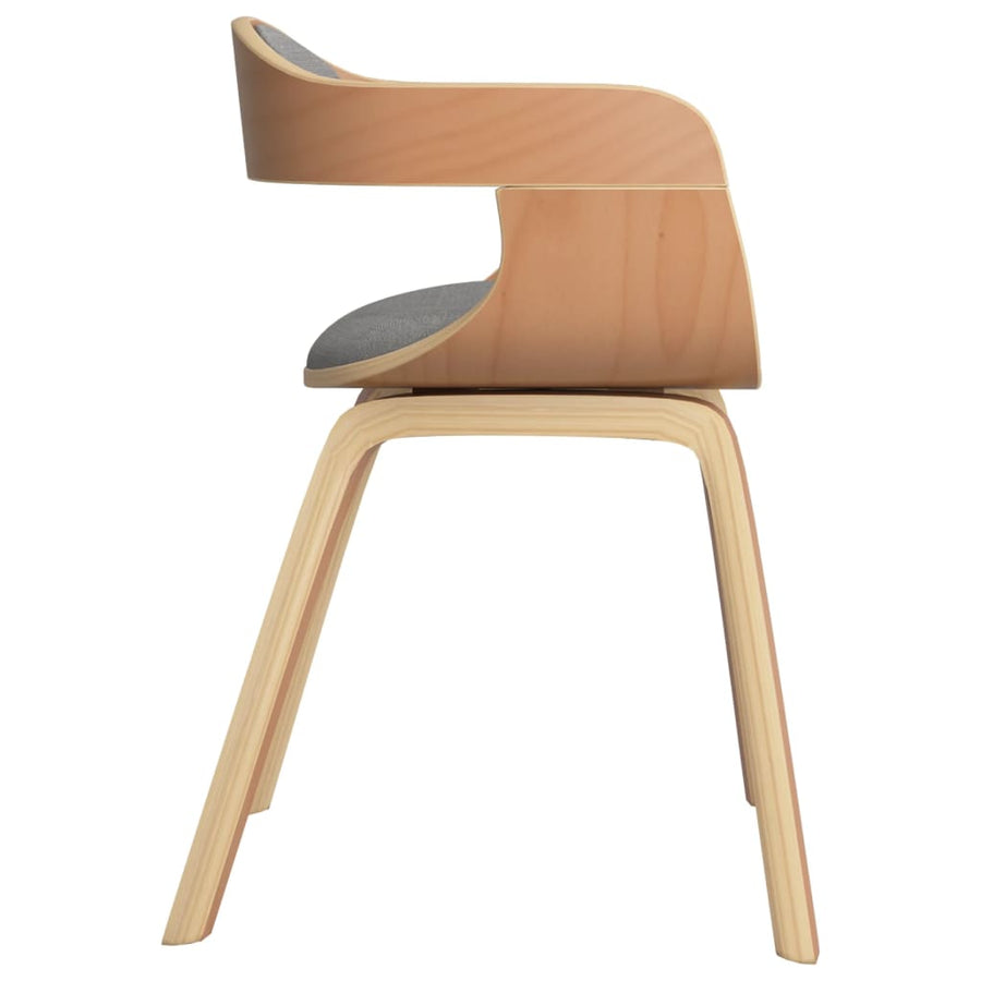 Eetkamerstoel 2 st gebogen hout en stof taupe