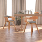 Dining chair 2 pcs curved wood and fabric taupe