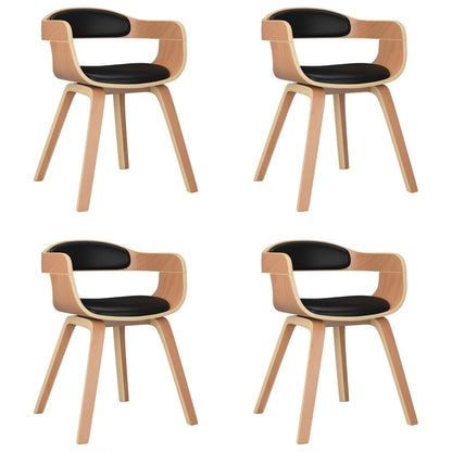 Eetkamerstoelen 4 st gebogen hout en kunstleer zwart