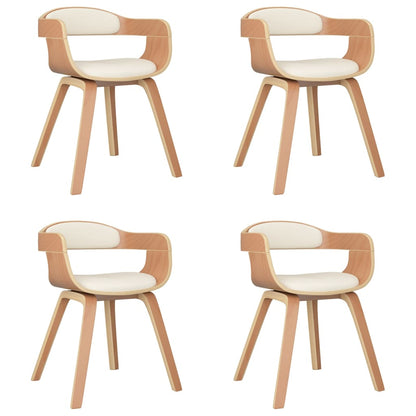Eetkamerstoelen Gebogen Hout En Kunstleer Kleurig 4 Crème en lichtbruin