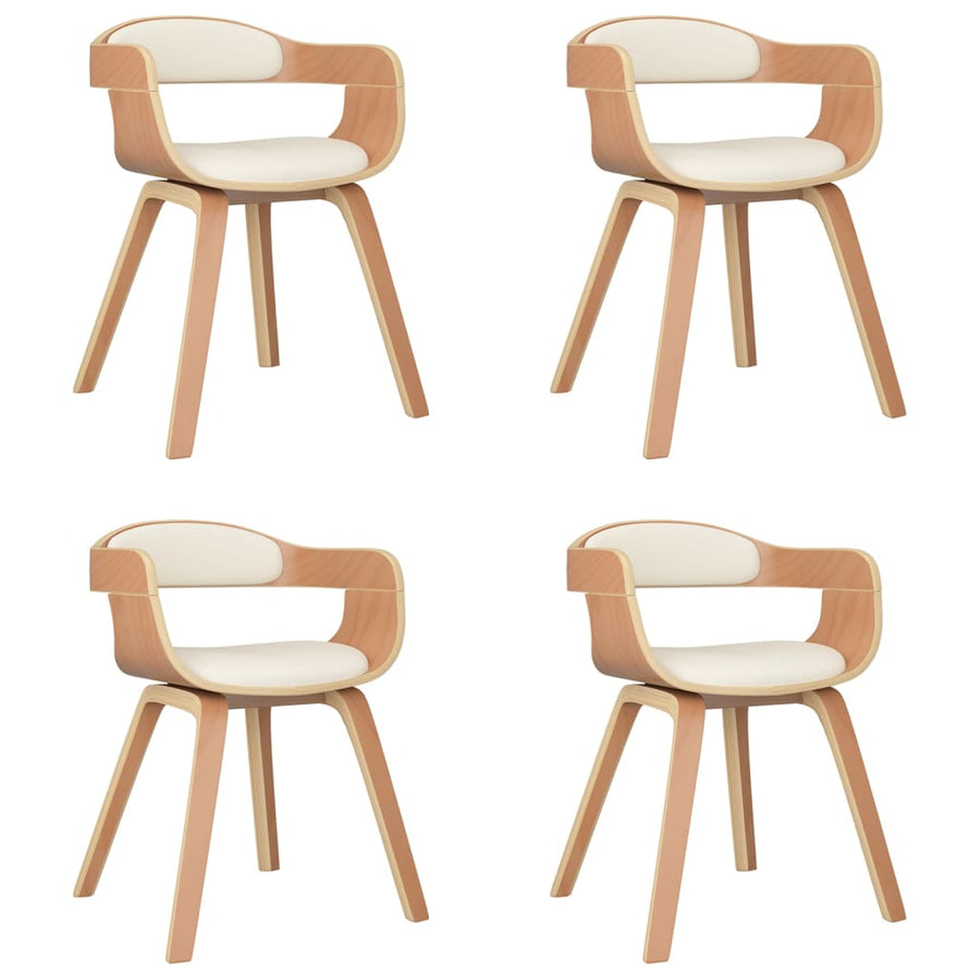 Eetkamerstoelen Gebogen Hout En Kunstleer Kleurig 4 Crème en lichtbruin