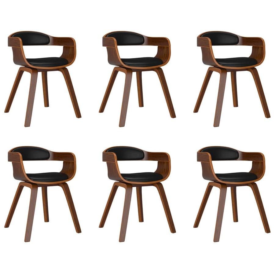 Eetkamerstoelen 6 st gebogen hout en kunstleer zwart