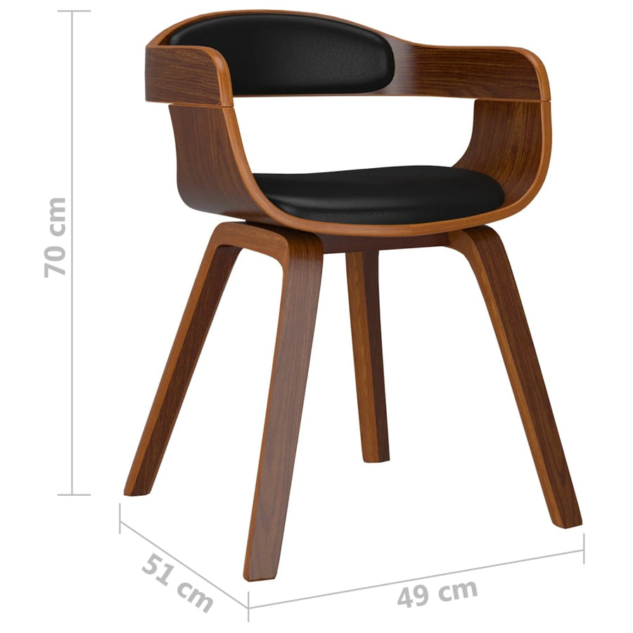 Eetkamerstoelen 6 st gebogen hout en kunstleer zwart
