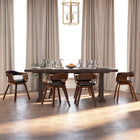 Dining chairs 6 pcs bent wood and black faux leather