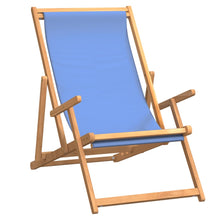 Strandstoel Inklapbaar Massief Teakhout Blauw Met armleuning