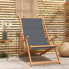 Strandstoel inklapbaar massief teakhout grijs 60x126x87.5 cm