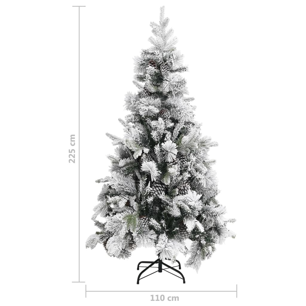 Kerstboom Met Dennenappels En Sneeuw 225 Cm Pvc En Pe 225 x 110 cm