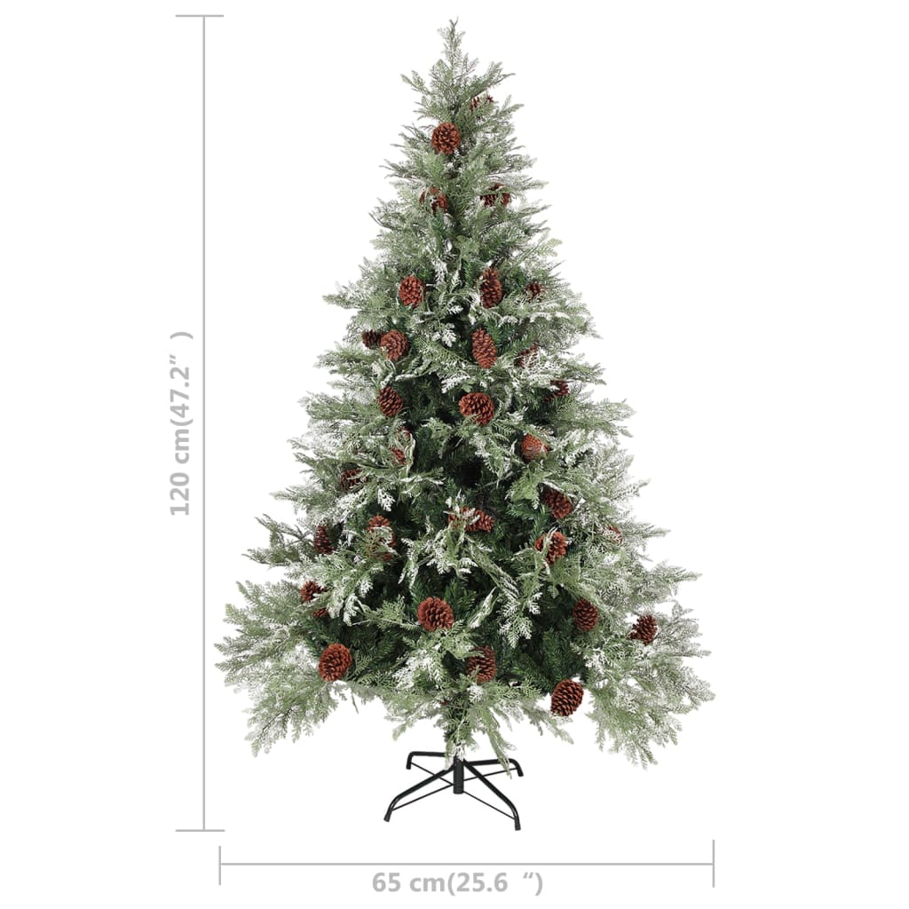 Kerstboom Met Dennenappels 20 Cm Pvc En Pe Groen En Wit 120 x 65 cm