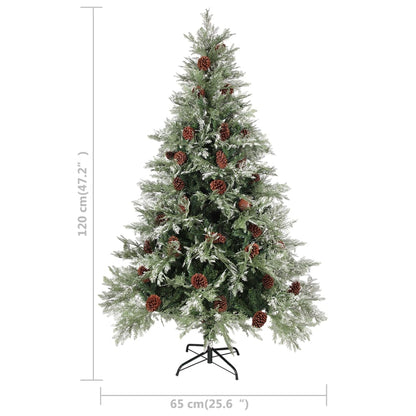 Kerstboom Met Dennenappels 20 Cm Pvc En Pe Groen En Wit 120 x 65 cm