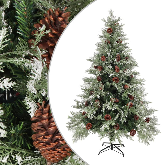 Kerstboom Met Dennenappels 50 Cm Pvc En Pe Groen En Wit 150 x 90 cm