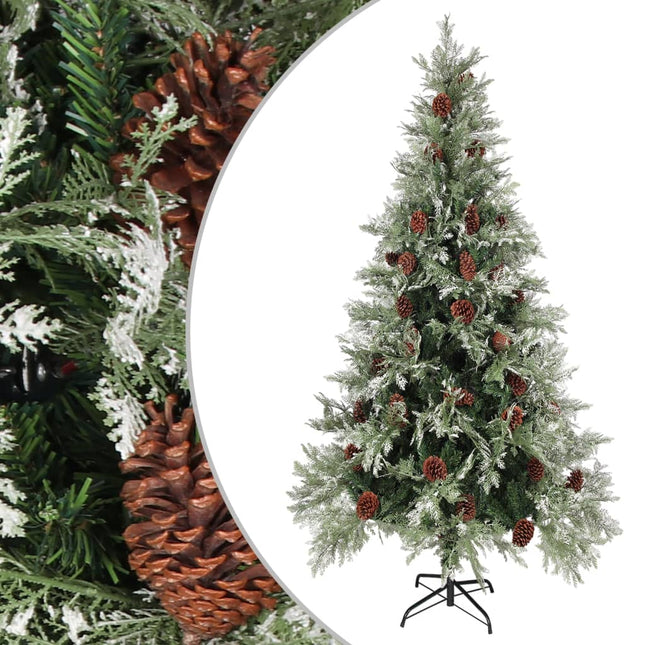 Kerstboom Met Dennenappels 225 Cm Pvc En Pe Groen En Wit 225 x 120 cm