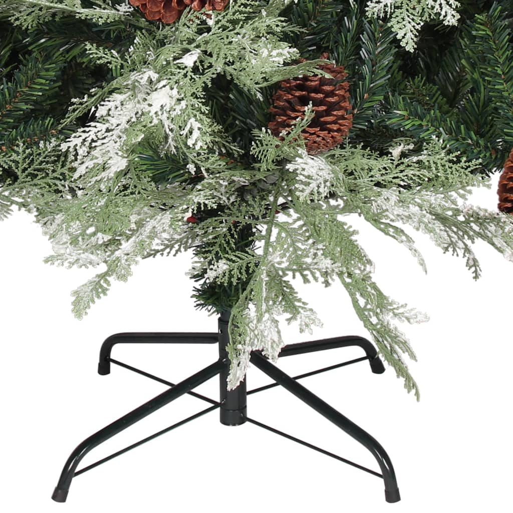 Kerstboom Met Dennenappels 225 Cm Pvc En Pe Groen En Wit 225 x 120 cm