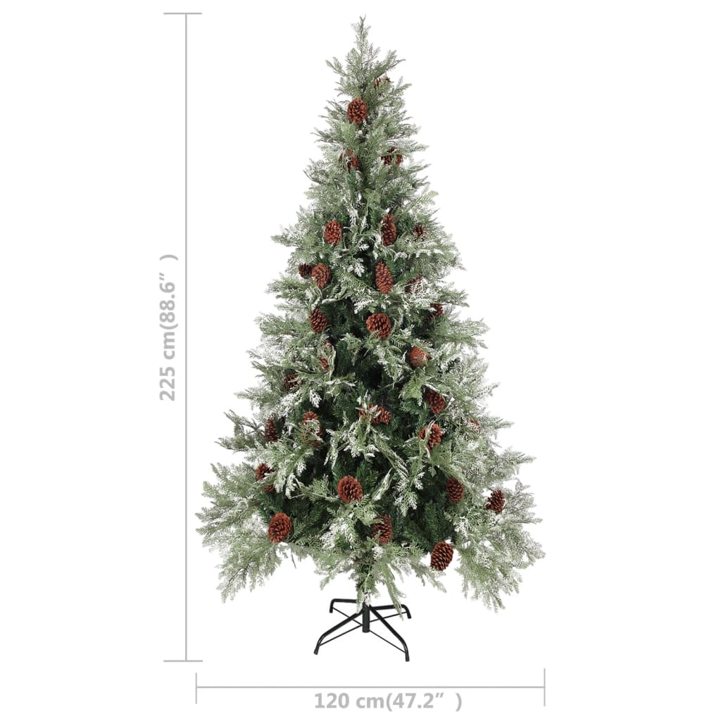 Kerstboom Met Dennenappels 225 Cm Pvc En Pe Groen En Wit 225 x 120 cm