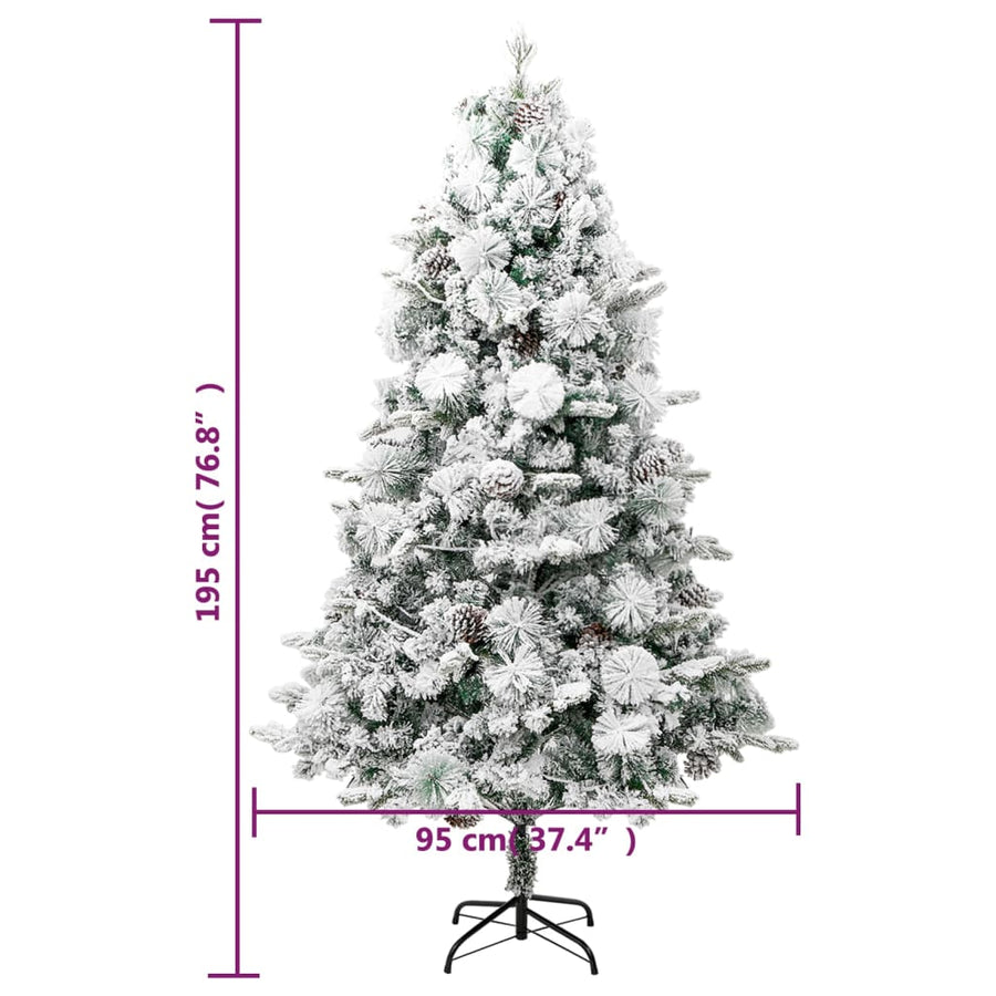Kerstboom Met Led En Dennenappels En Sneeuw 95 Cm Pvc En Pe 195 x 95 cm