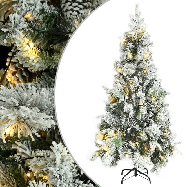 Kerstboom Met Led En Dennenappels En Sneeuw 225 Cm Pvc En Pe 225 x 110 cm