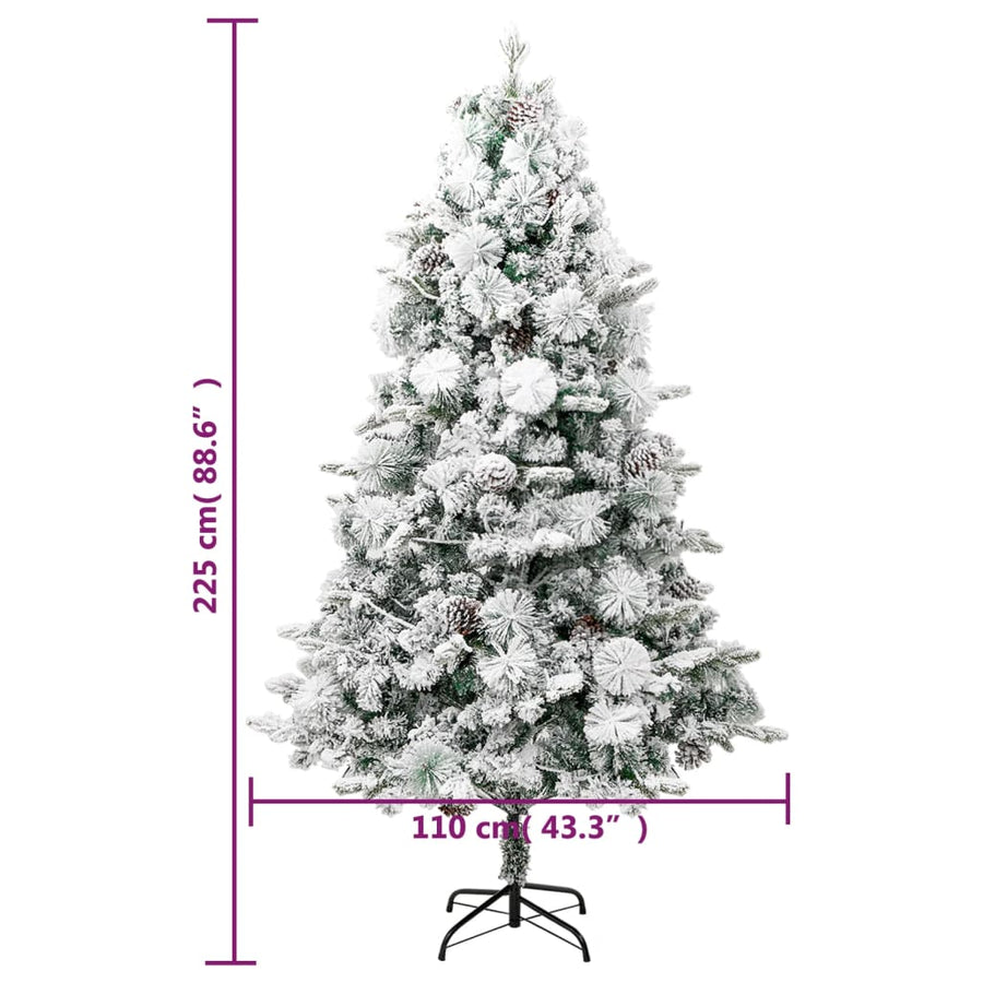 Kerstboom Met Led En Dennenappels En Sneeuw 225 Cm Pvc En Pe 225 x 110 cm