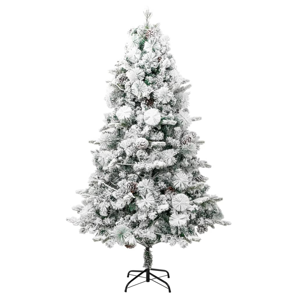 Kerstboom Met Led En Dennenappels En Sneeuw 225 Cm Pvc En Pe 225 x 110 cm