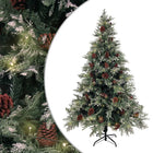 Kerstboom Met Led En Dennenappels 20 Cm Pvc En Pe Groen En Wit 120 x 65 cm