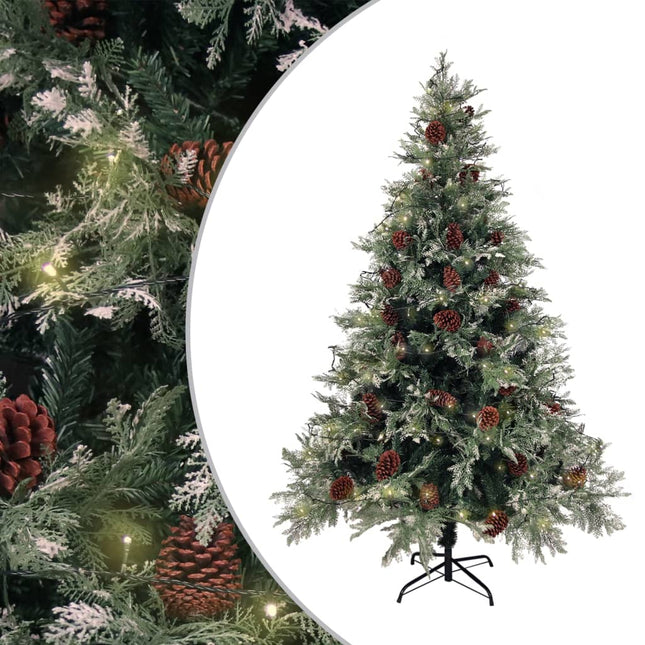 Kerstboom Met Led En Dennenappels 50 Cm Pvc En Pe Groen En Wit 150 x 90 cm