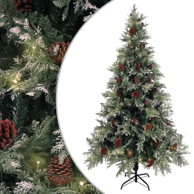 Kerstboom Met Led En Dennenappels 95 Cm Pvc En Pe Groen En Wit 195 x 105 cm