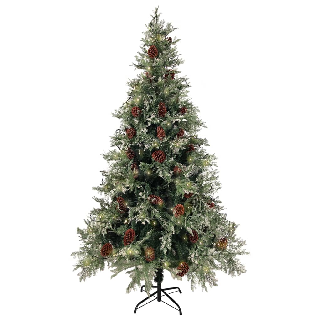 Kerstboom Met Led En Dennenappels 95 Cm Pvc En Pe Groen En Wit 195 x 105 cm