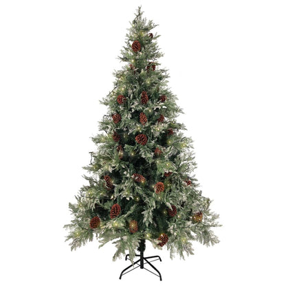 Kerstboom Met Led En Dennenappels 95 Cm Pvc En Pe Groen En Wit 195 x 105 cm