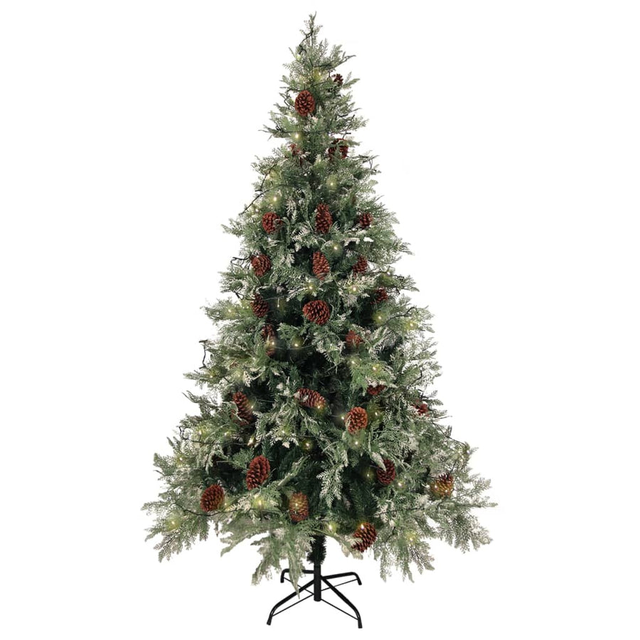 Kerstboom Met Led En Dennenappels 95 Cm Pvc En Pe Groen En Wit 195 x 105 cm