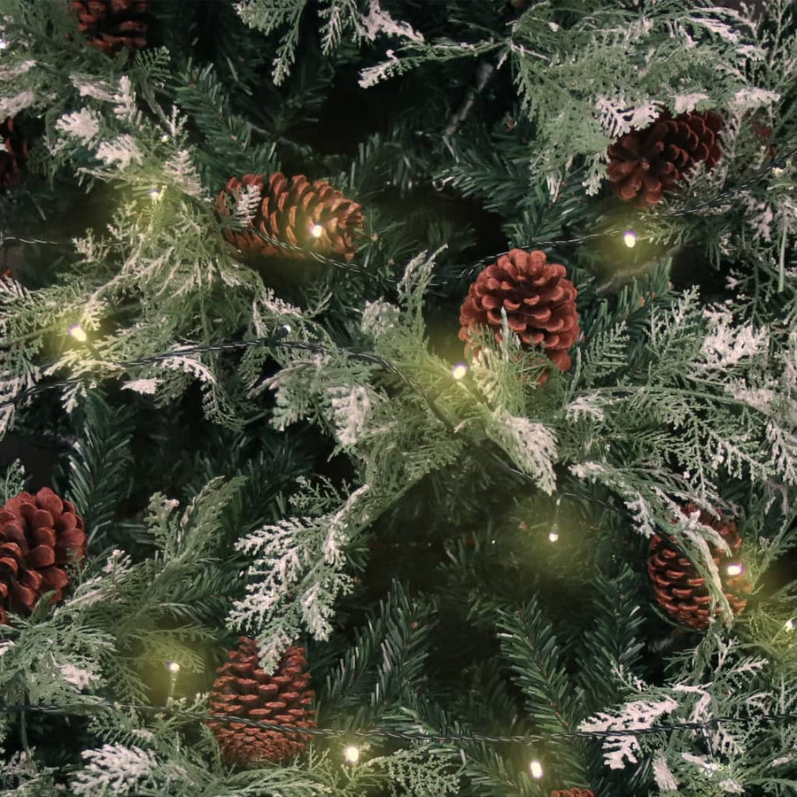 Kerstboom Met Led En Dennenappels 95 Cm Pvc En Pe Groen En Wit 195 x 105 cm