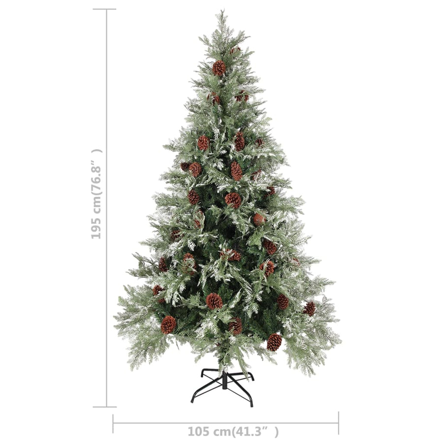 Kerstboom Met Led En Dennenappels 95 Cm Pvc En Pe Groen En Wit 195 x 105 cm