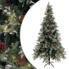 Kerstboom Met Led En Dennenappels 225 Cm Pvc En Pe Groen En Wit 225 x 120 cm