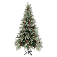Kerstboom Met Led En Dennenappels 225 Cm Pvc En Pe Groen En Wit 225 x 120 cm