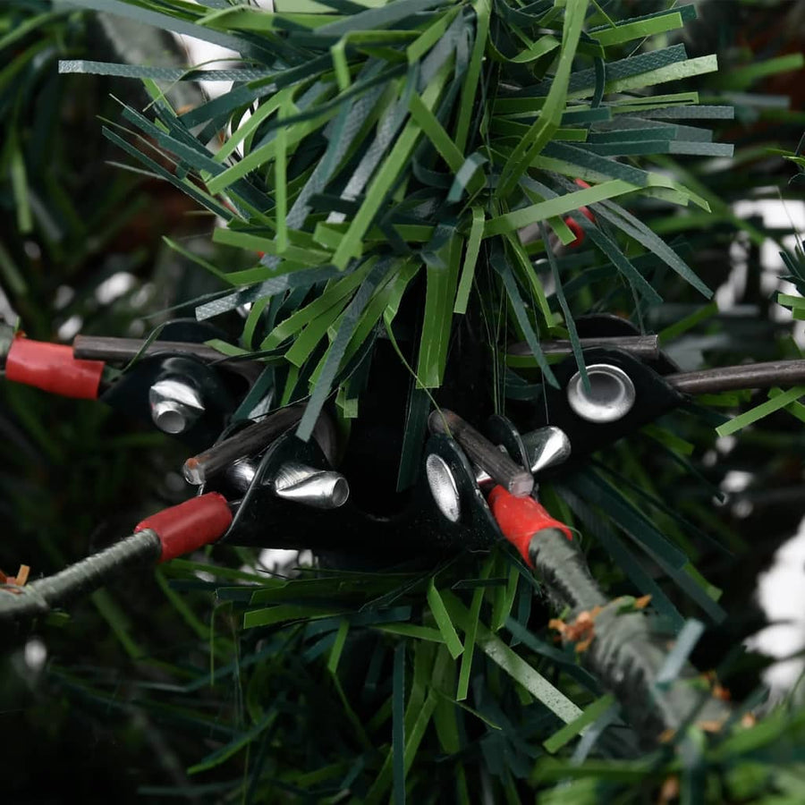 Kerstboom Met Led En Dennenappels 225 Cm Pvc En Pe Groen En Wit 225 x 120 cm