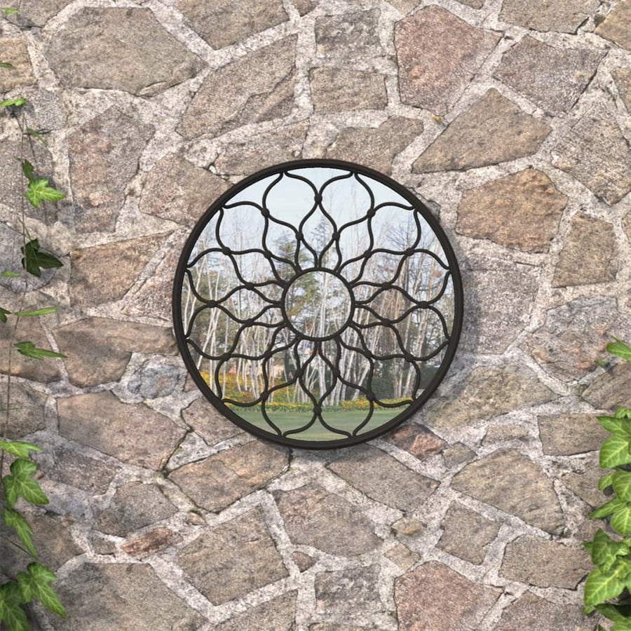 Tuinspiegel Rond Ijzer 40 x 3 cm Zwart