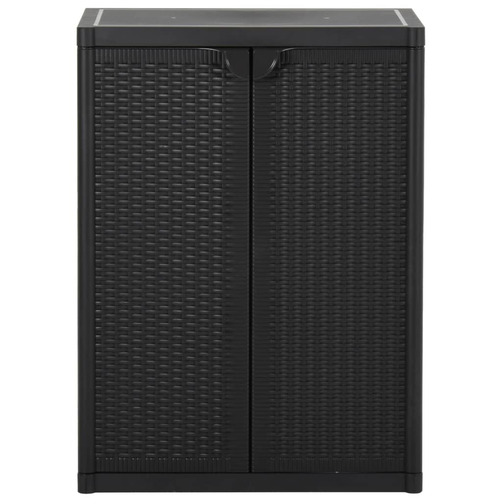 Tuinkast 65X45X88 Cm Polypropyleen Rattan Zwart