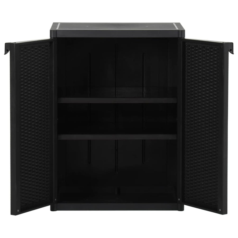 Tuinkast 65X45X88 Cm Polypropyleen Rattan Zwart