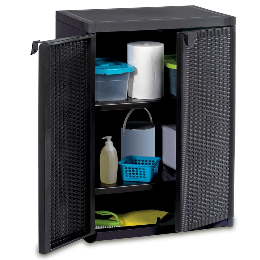 Tuinkast 65X45X88 Cm Polypropyleen Rattan Zwart