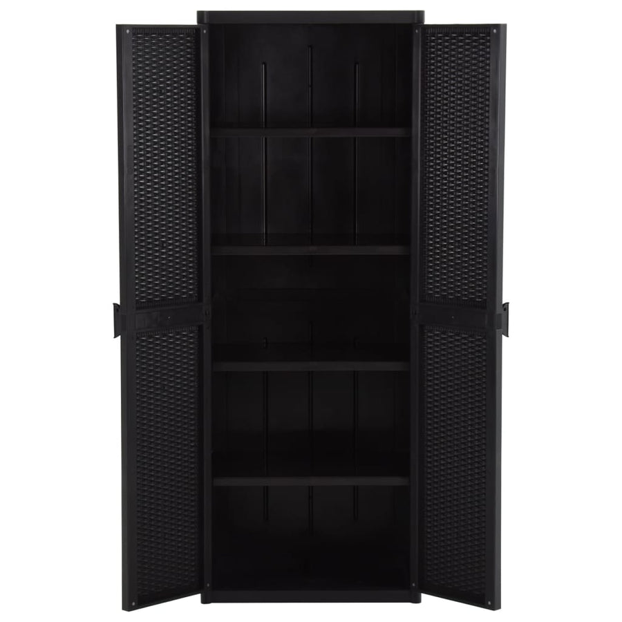 Tuinkast 65X45X172 Cm Pp Rattan Zwart