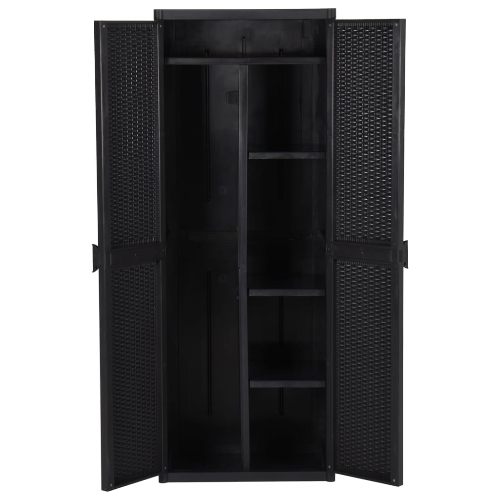 Tuinkast 65X45X172 Cm Pp Rattan Zwart