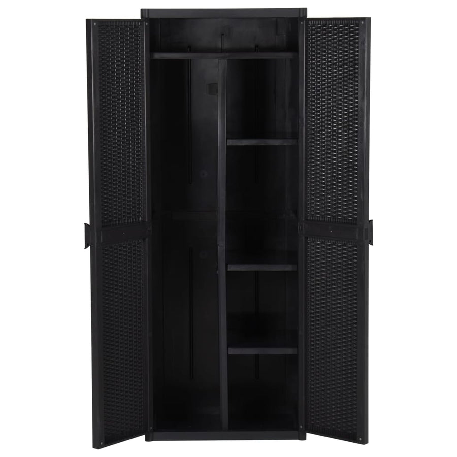 Tuinkast 65X45X172 Cm Pp Rattan Zwart