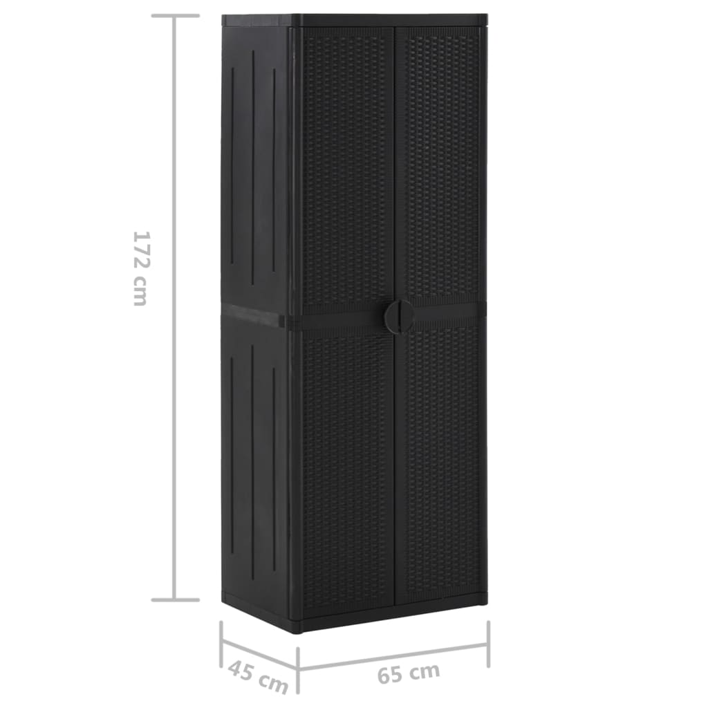 Tuinkast 65X45X172 Cm Pp Rattan Zwart