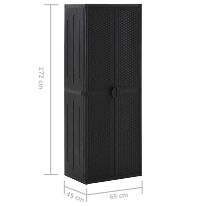 Tuinkast 65X45X172 Cm Pp Rattan Zwart