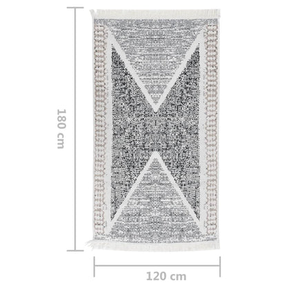 Vloerkleed Katoen Zwart En Grijs 120 x 180 cm