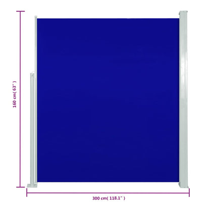 Tuinscherm uittrekbaar 160x300 cm blauw 160 x 300 cm Blauw