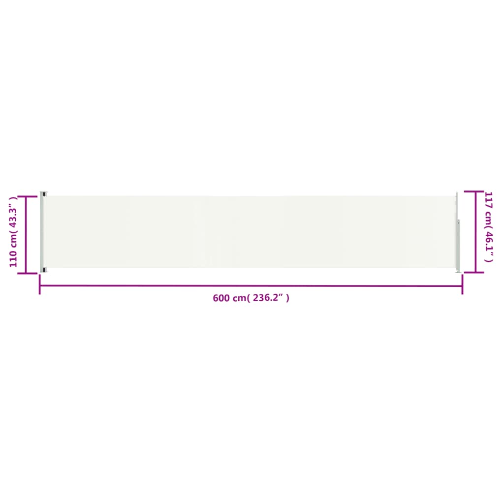 Tuinscherm uittrekbaar 117x600 cm crèmekleurig 117 x 600 cm Crème