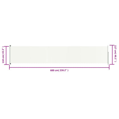 Tuinscherm uittrekbaar 117x600 cm crèmekleurig 117 x 600 cm Crème