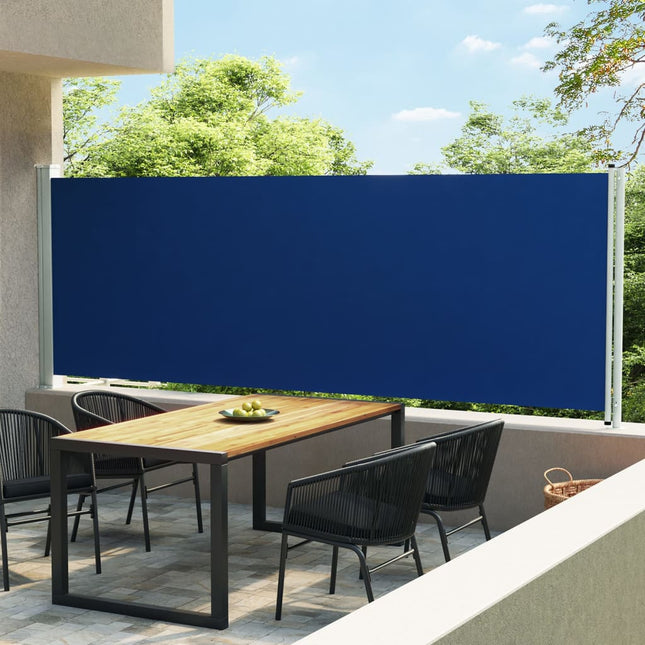 Tuinscherm uittrekbaar 160x600 cm blauw 160 x 600 cm Blauw