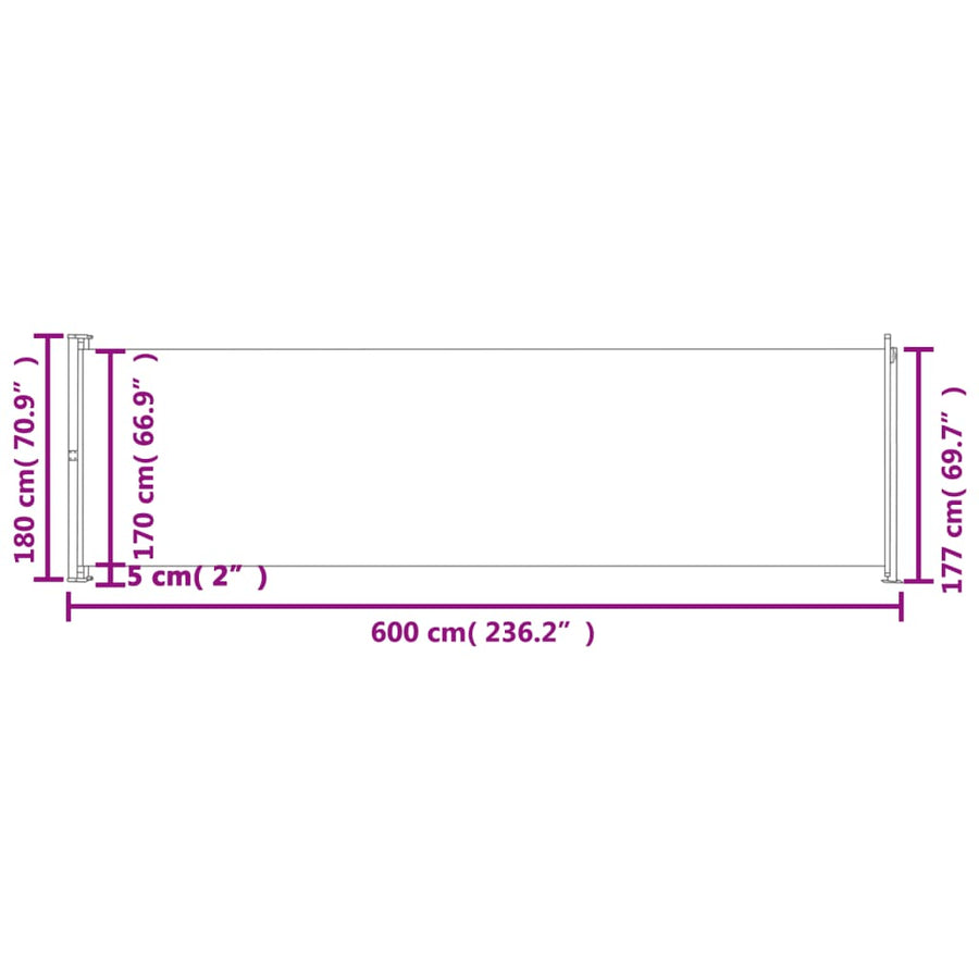 Tuinscherm uittrekbaar 180x600 cm bruin 180 x 600 cm Bruin