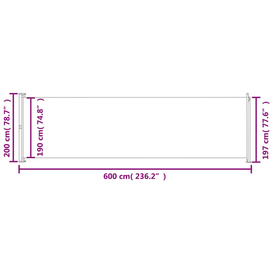 Tuinscherm uittrekbaar 200x600 cm rood 200 x 600 cm Rood