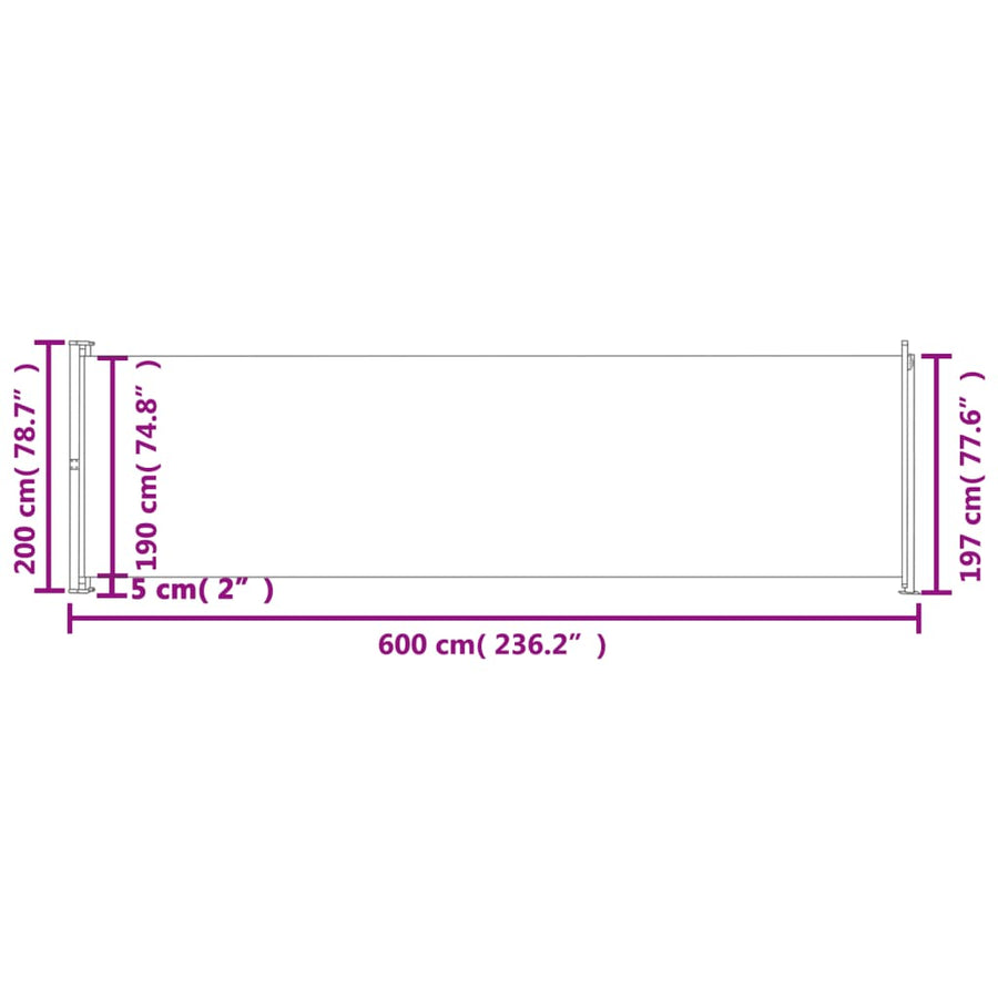 Tuinscherm uittrekbaar 200x600 cm bruin 200 x 600 cm Bruin